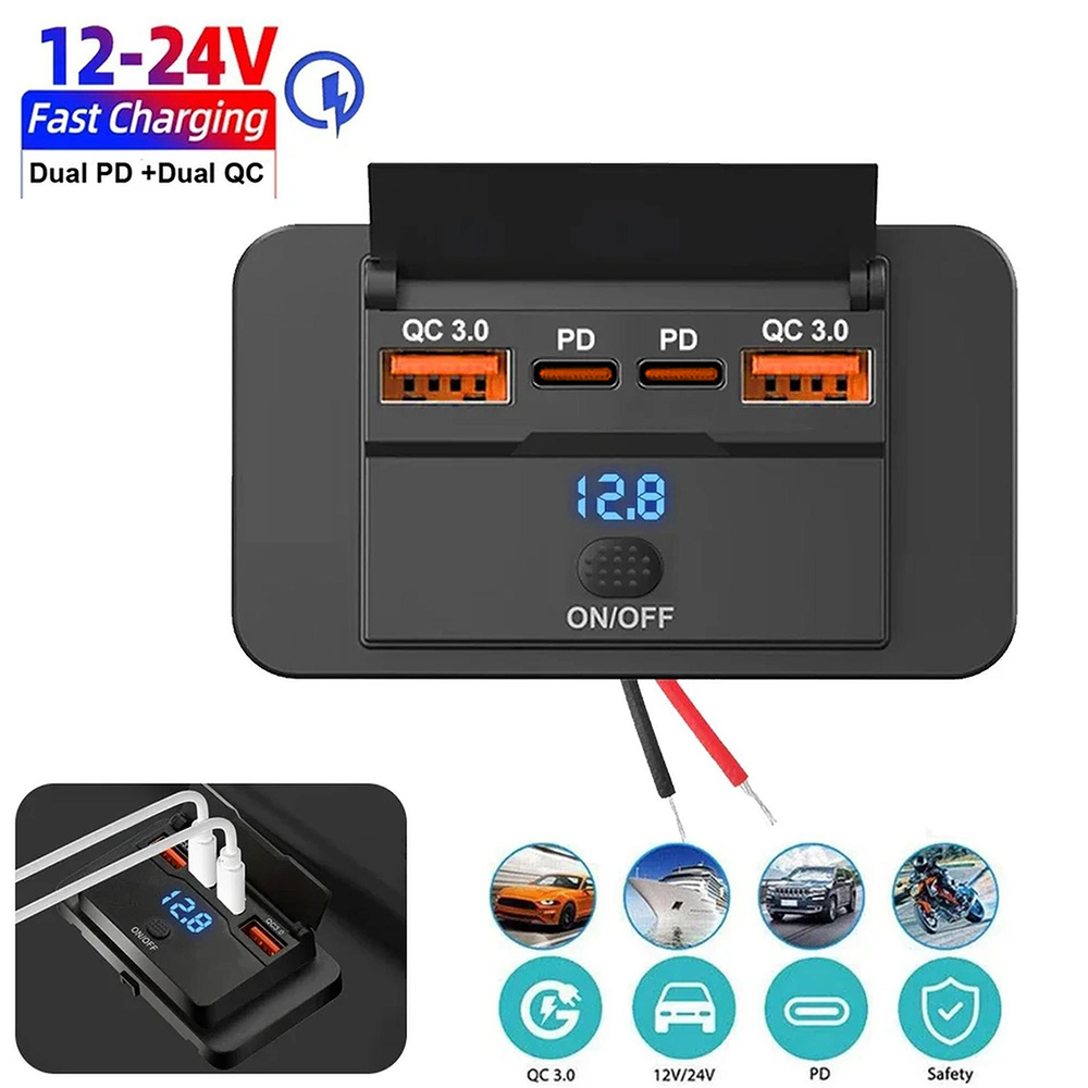 Car Accessories Thailand - Araç Şarj Soketi Adaptörü Anahtarlı 4