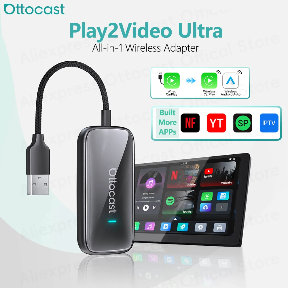 Car Accessories Youtube - OTTOCAST Play2Video Ultra Kablosuz CarPlay Android