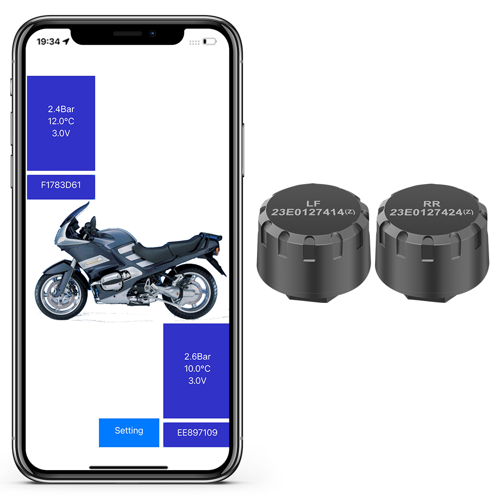 Tire Pressure Monitor - Motosiklet TPMS 2 Sensörlü Bluetooth 4.0