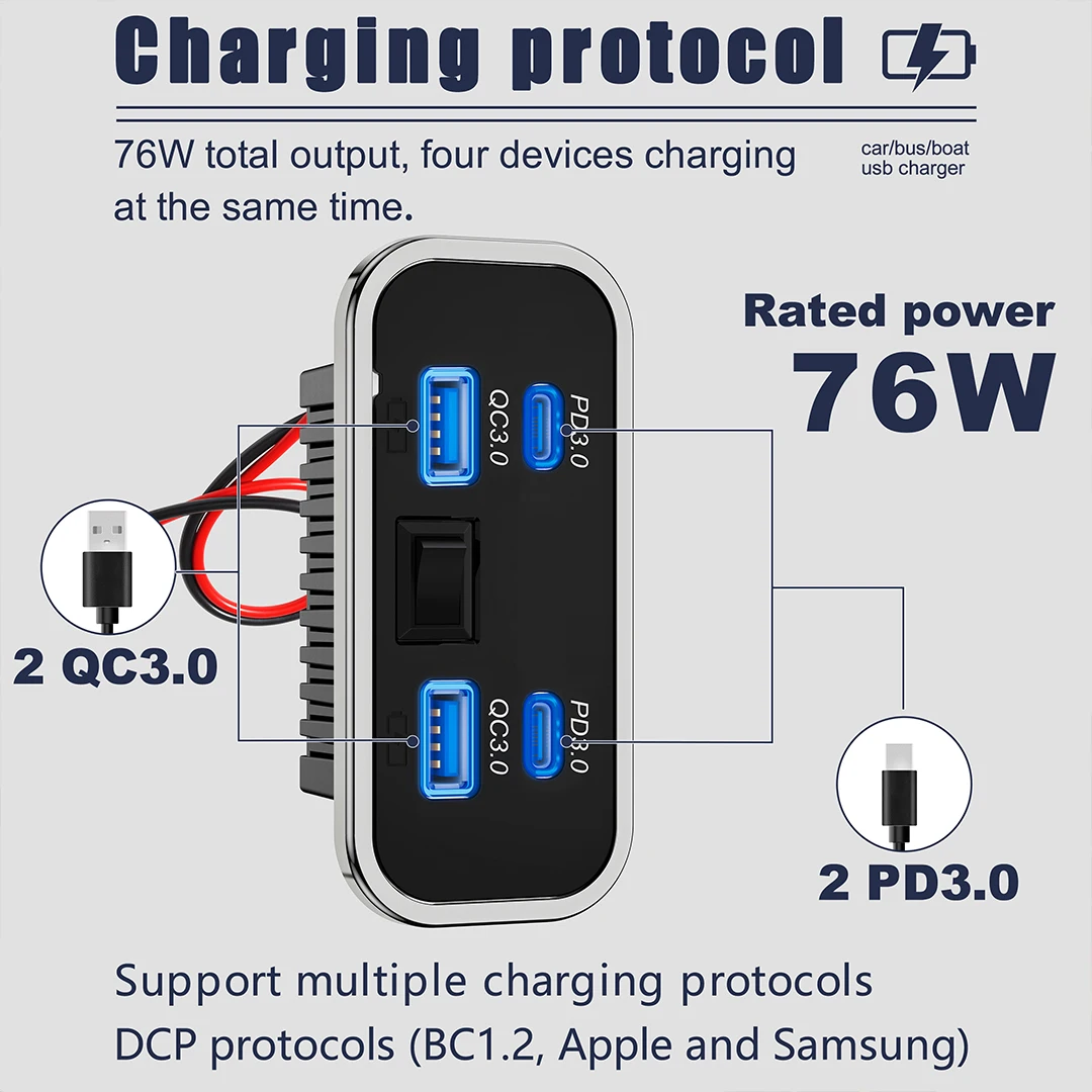 76W Çift PD Çift QC3.0 Tip C U - Car Accessories Thailand incelemesi ve fiyatı